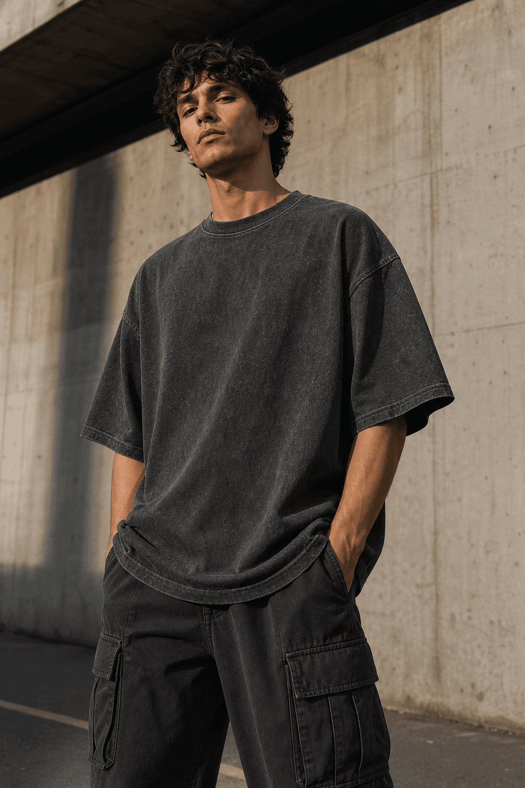 Oversized washed tee printed with a custom AI pet design