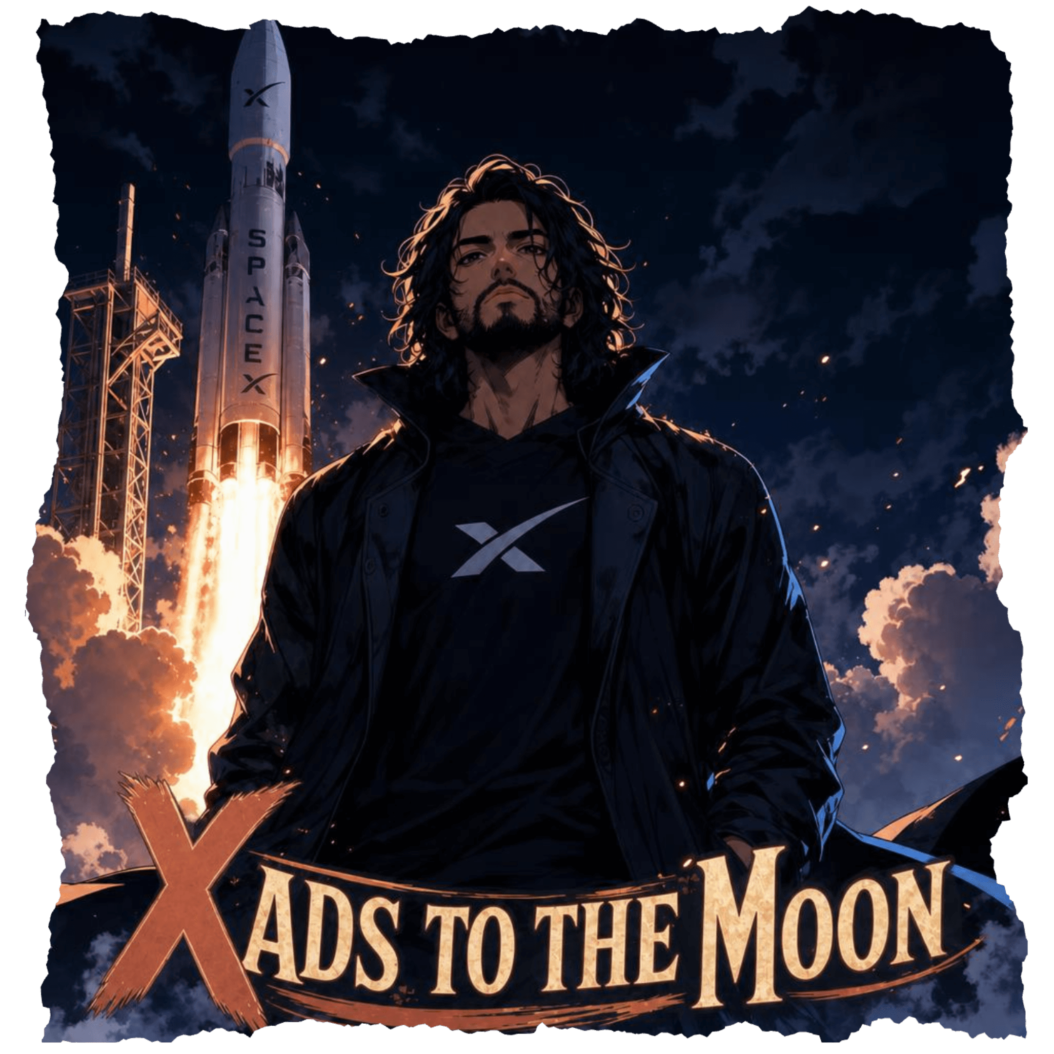 Additional detail: 把x ads to the moon 这行字加到另一张的单人图里面